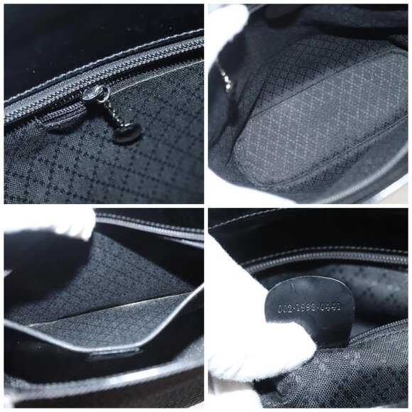 GUCCI Bamboo Hand Bag Canvas Outlet Black Silver 002 1998 0441 Auth BA3228 - Picture 15 of 16